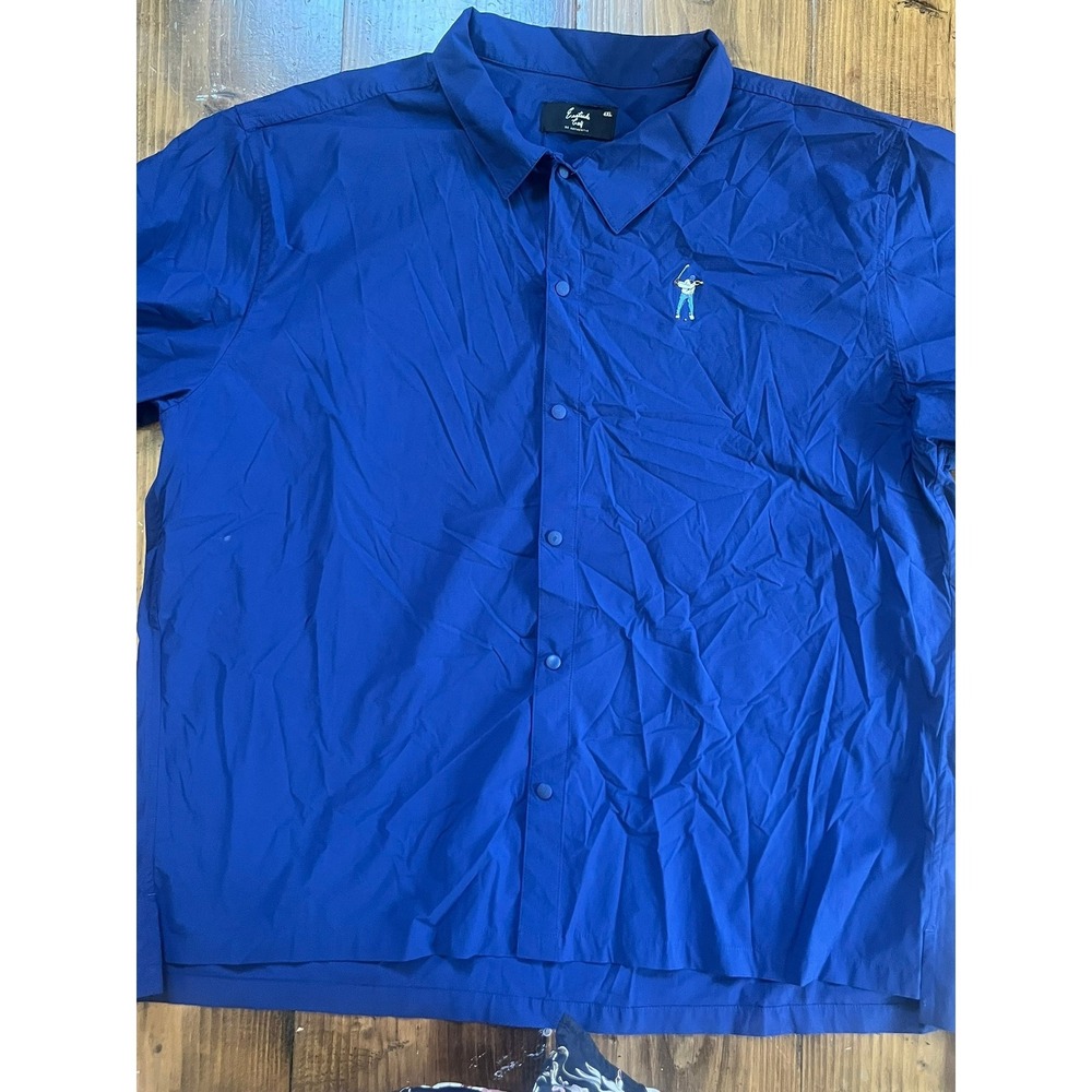 Eastside Golf Mens 4XL Blue Short Sleeve Snap Button Down Golf‎ Shirt Logo